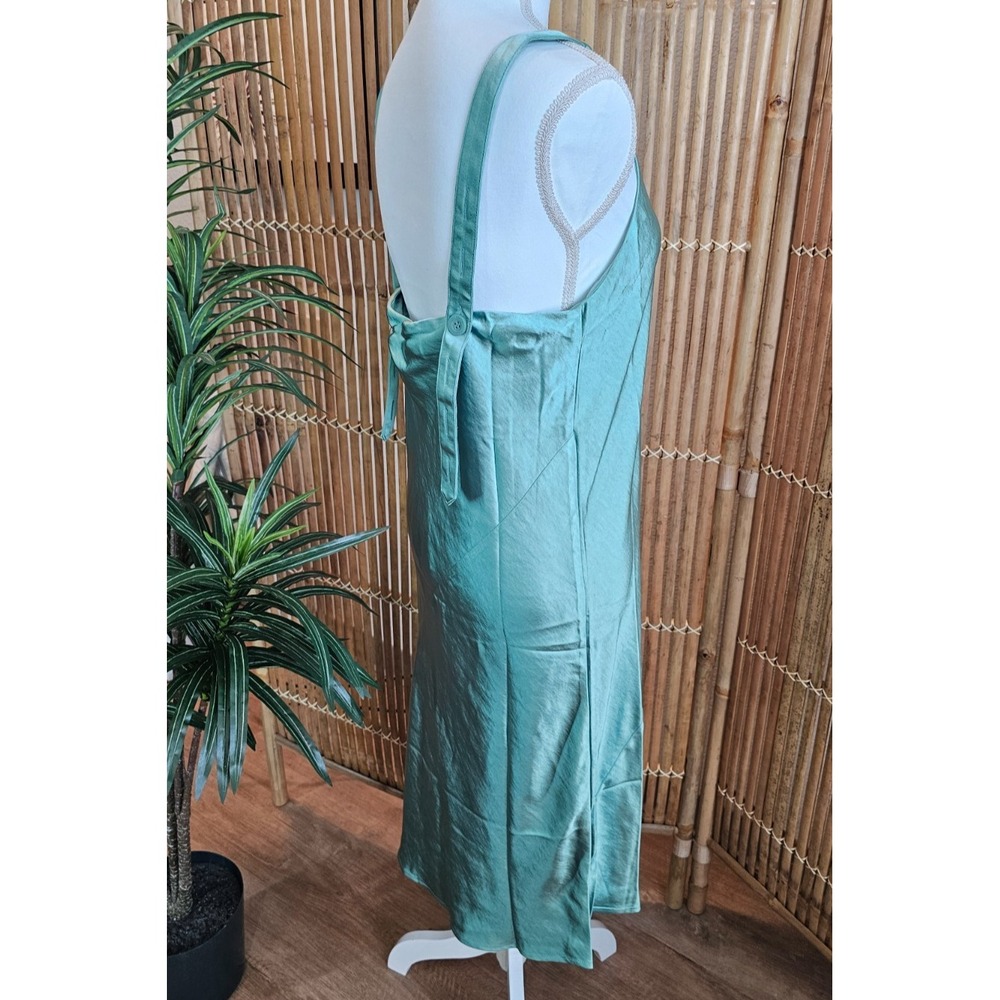 Wildfang The Empower Adjustable satin slip dress in sage size SMALL NWT - Picture 9 of 16